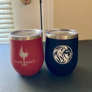 Wine Tumblers Bundle Black Red Wine Wave and X Brand Lion 12 fl oz
